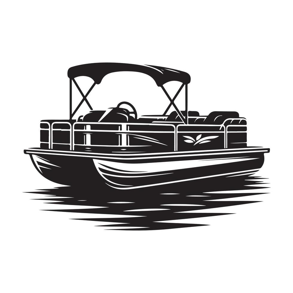 Stylish Pontoon Boat Silhouette Illustrations for Boat Shows and Events vector