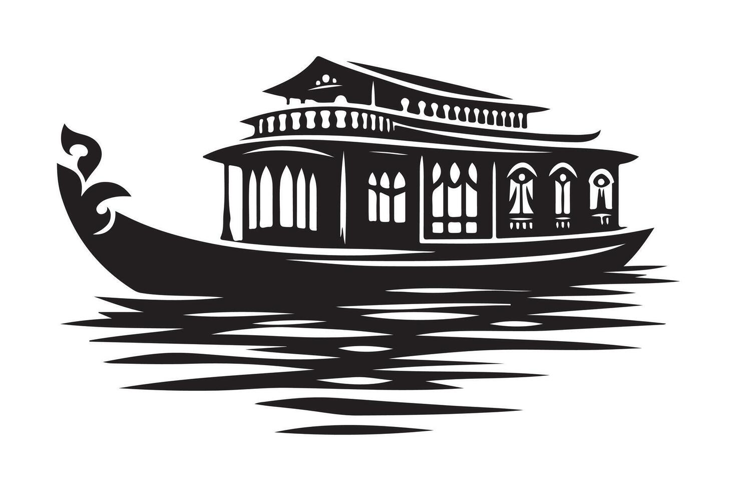 Houseboat Silhouette Illustrations for Web Design, Social Media, and Ads vector