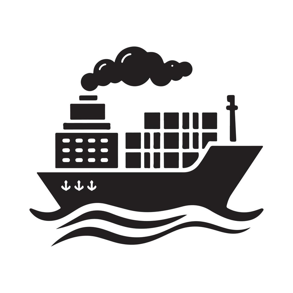 Cargo Ship Silhouette Illustrations for Custom Apparel and Merchandise vector