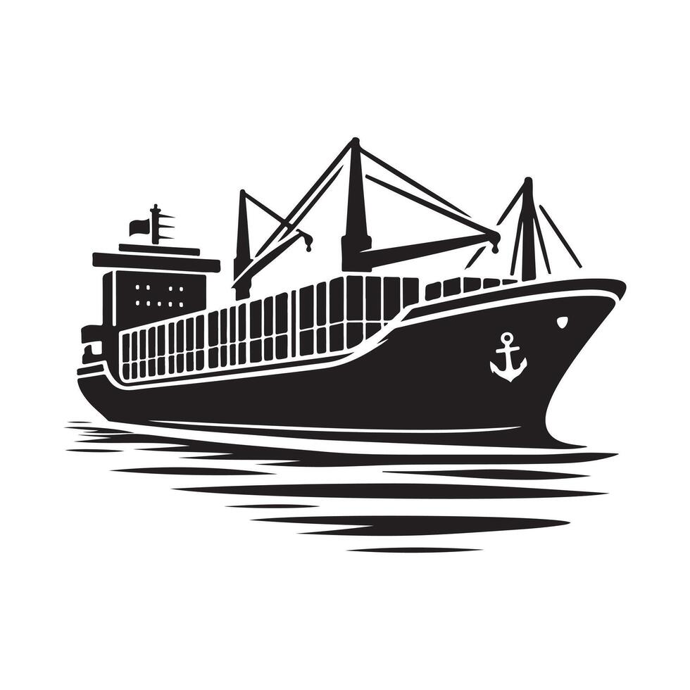 Cargo Ship Silhouette Vectors for Commercial, Industrial, and Nautical Use