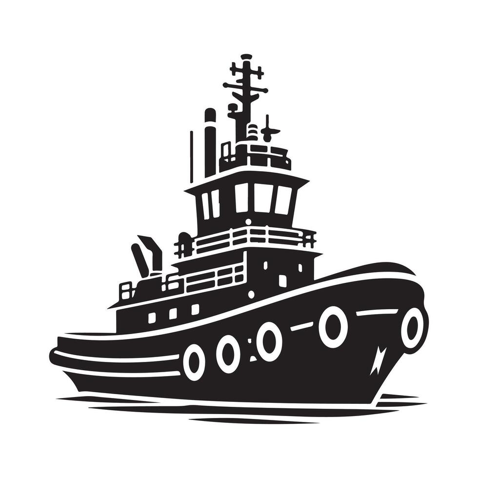 Tugboat Silhouette Illustrations for Shipping, Logistics, and Freight Graphics vector