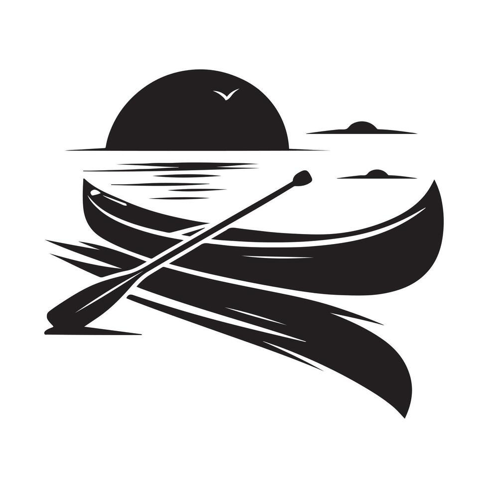 Canoe Silhouette Illustrations for Adventure Sports and Travel Branding vector