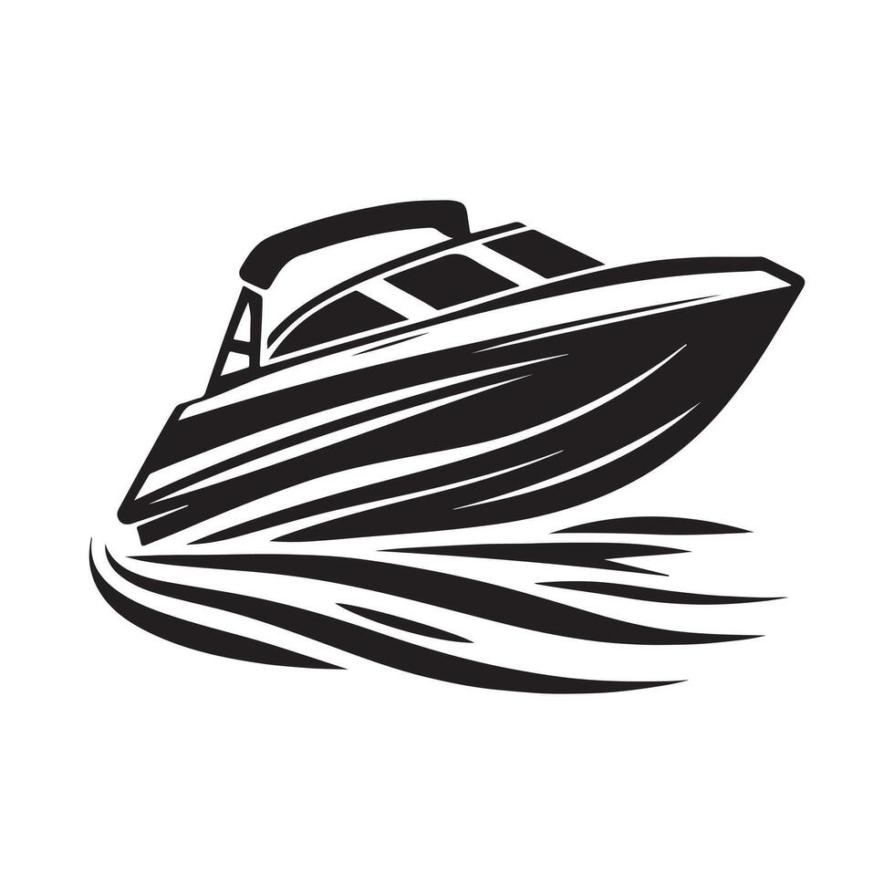 Download Speedboat Silhouette Illustrations for DIY Crafts vector