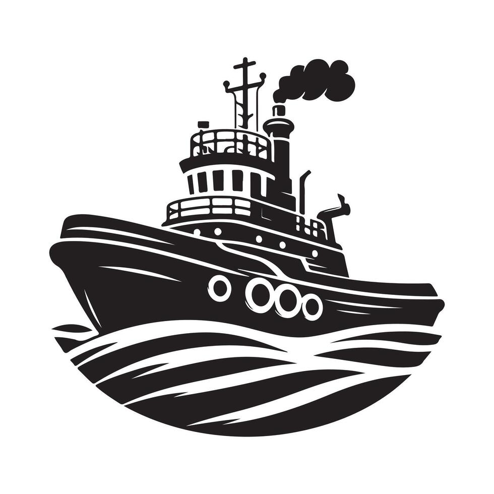 Tugboat Silhouette Illustrations for Digital Products and Print Materials vector