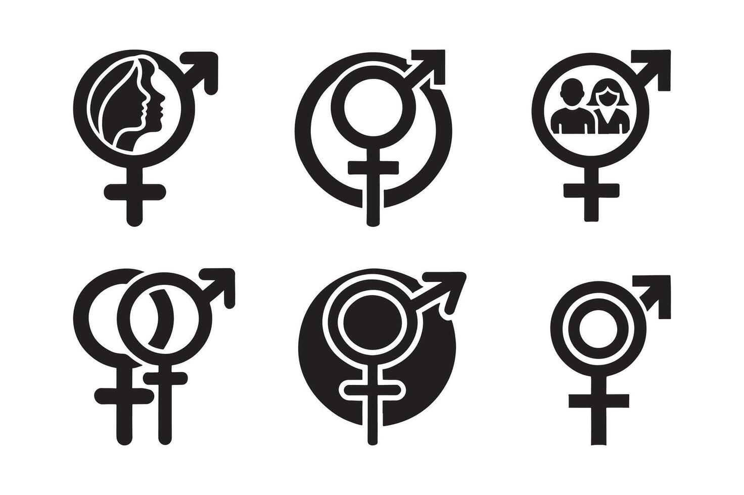 Gender Symbols Silhouette Illustrations for Advocacy and Awareness Designs vector