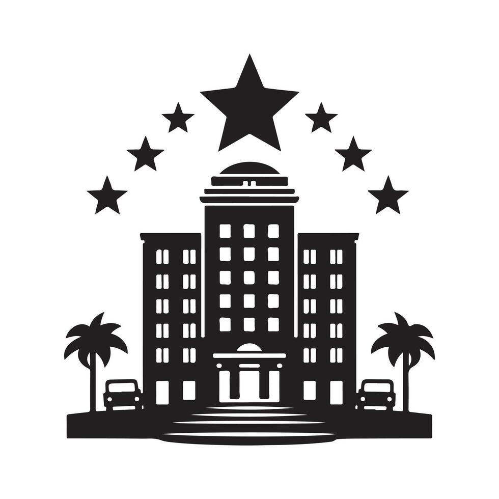 Hotel Silhouette Illustrations for Adventure and Travel Promotions vector