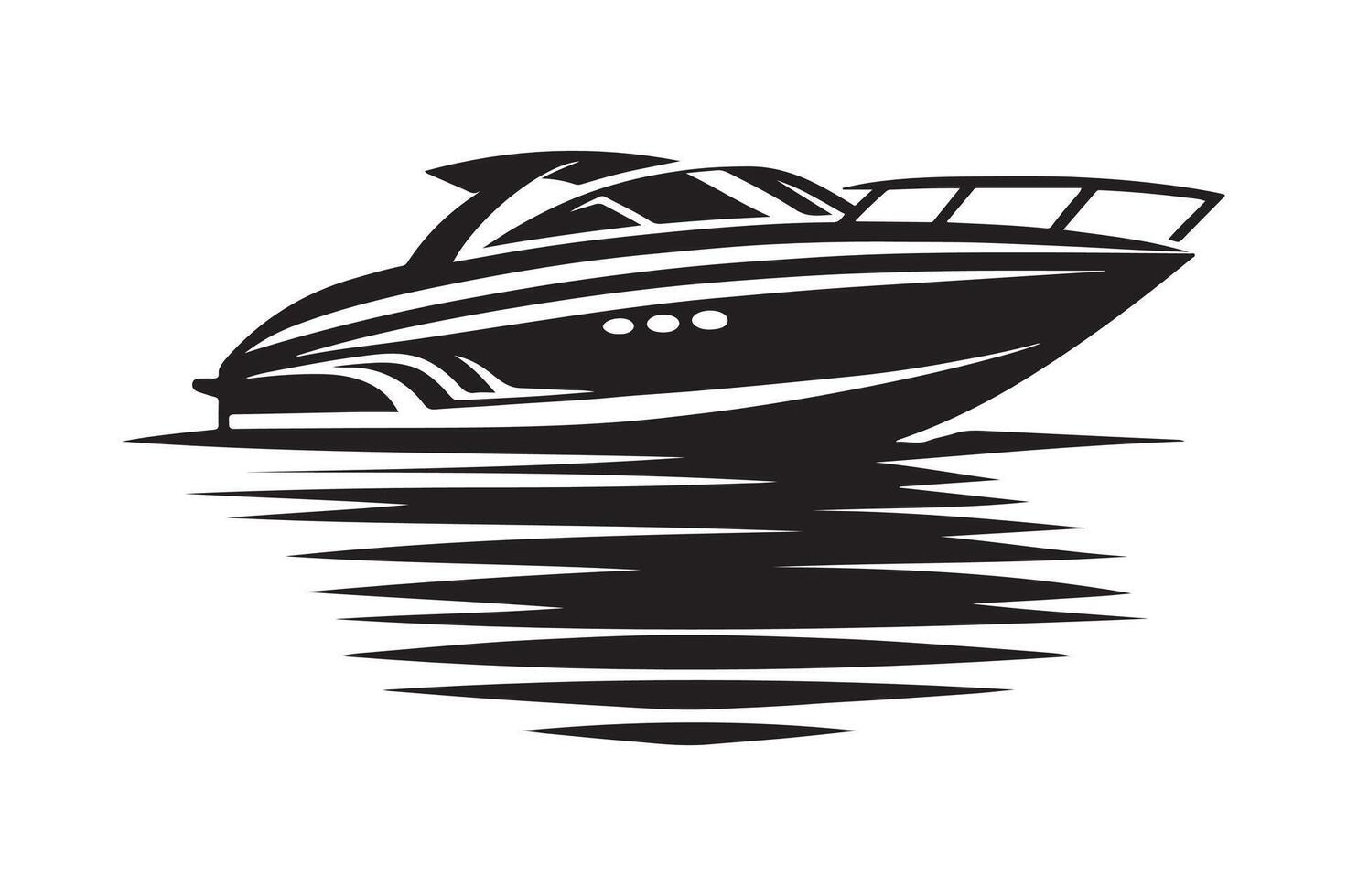 Premium Speedboat Silhouette Illustrations for Graphic Applications vector