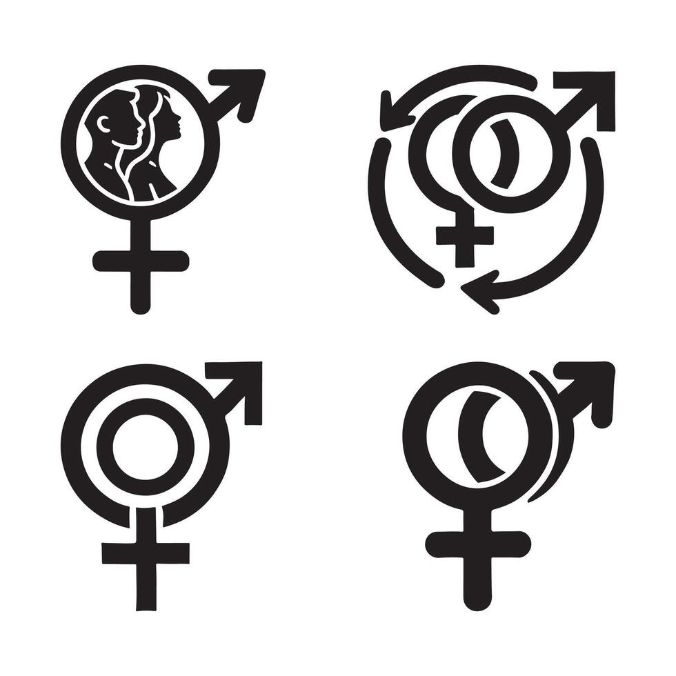 Diversity-Inspired Gender Symbols Silhouette Illustrations for Graphic Needs vector