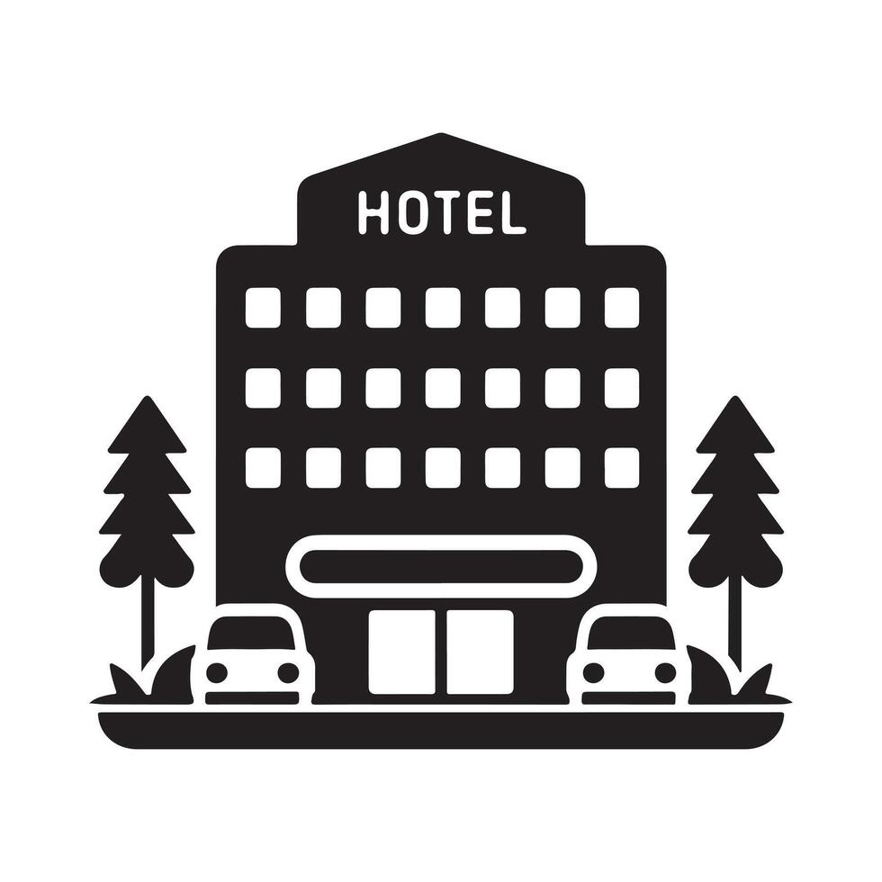 Creative Hotel Silhouette Art for Custom Travel Design Needs vector