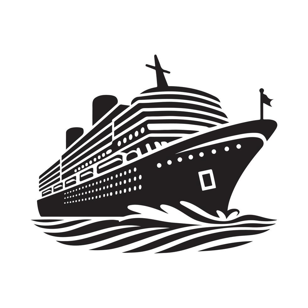 Premium Cruise Ship Silhouette Illustrations for Marketing and Promotions vector