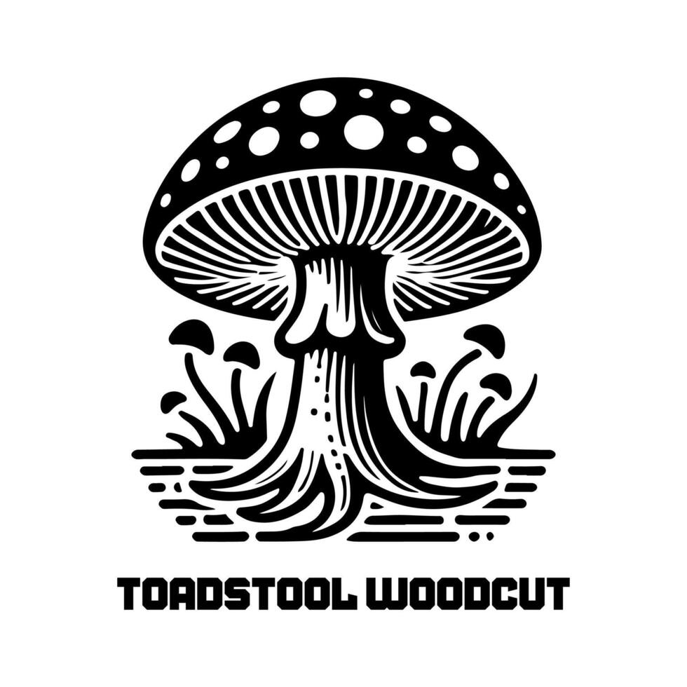 Toadstool Woodcut Silhouette Illustrations Ideal for Fantasy Art and Projects vector