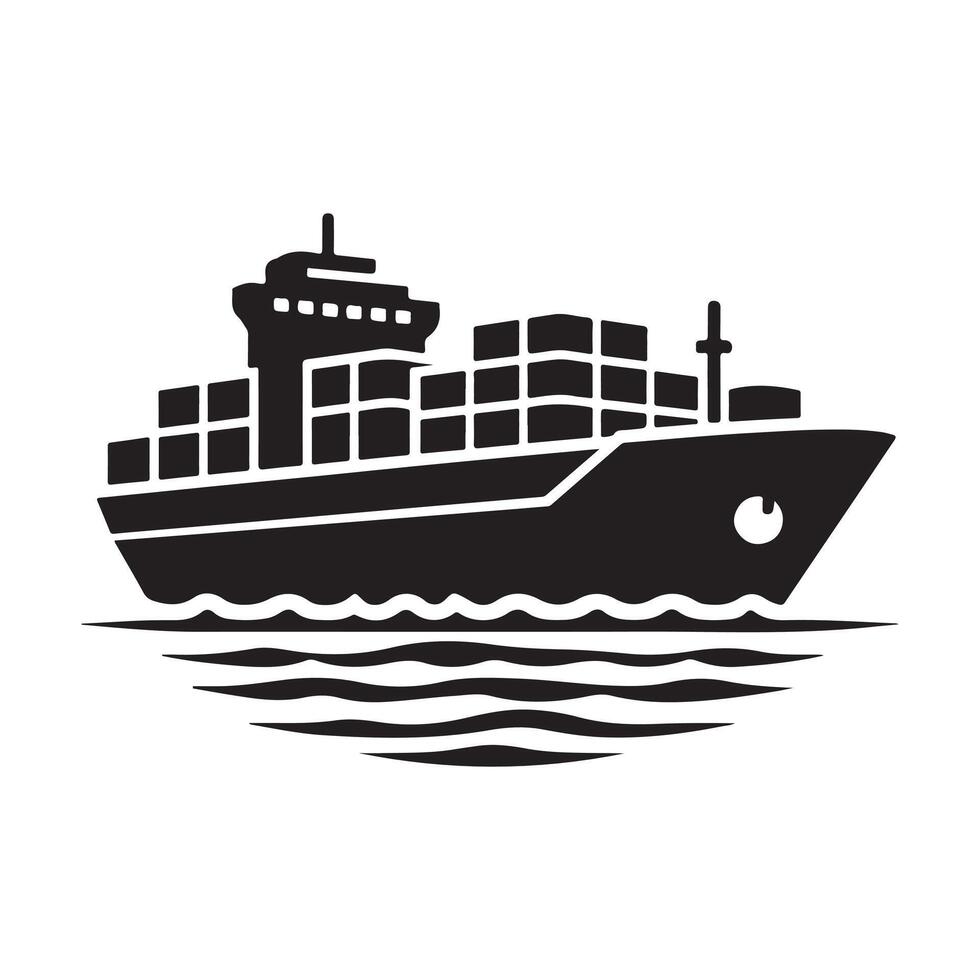 Stylized Cargo Ship Silhouette Illustrations for Digital Projects and Marketing vector