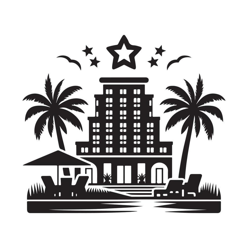 Modern Hotel Silhouette Graphics for Minimalist Designs vector