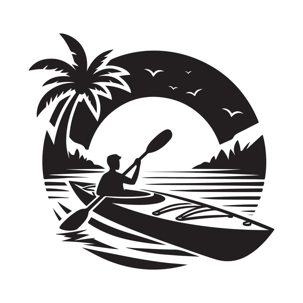 Kayak Silhouette Illustrations for Tourism, Travel, and Outdoor Promotions vector