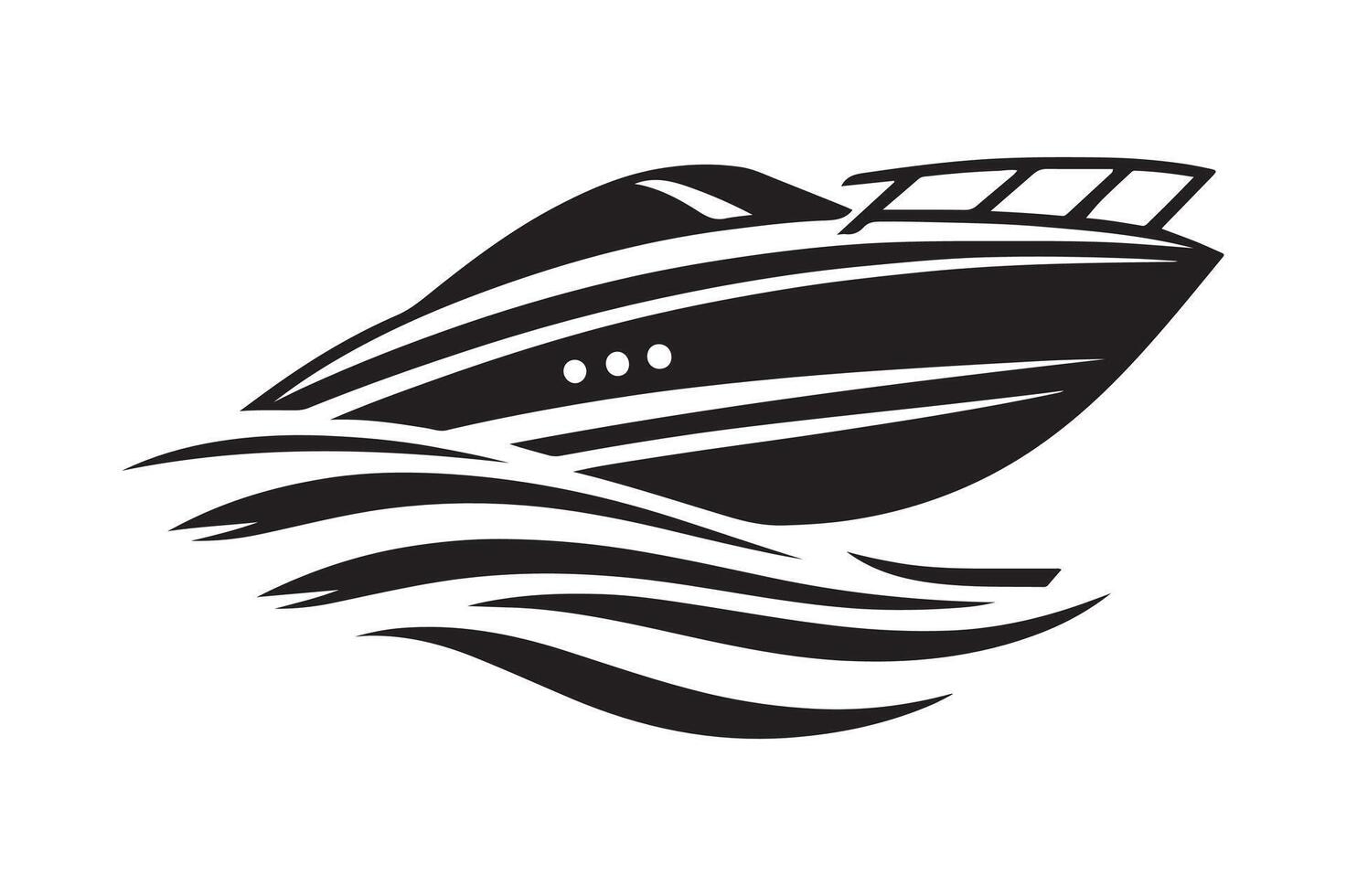 Speedboat Silhouette Art for Summer Vacation Promotions vector