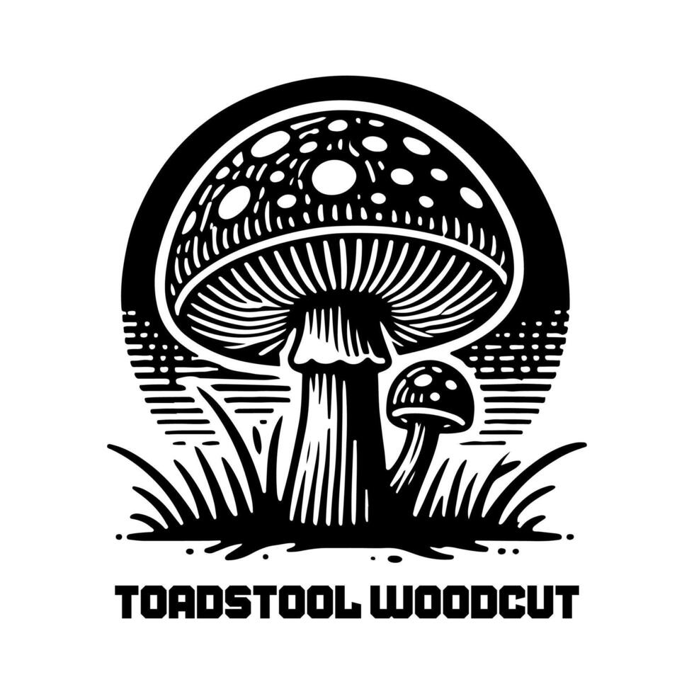 Nature-Inspired Toadstool Woodcut Silhouettes for Creative Design Projects vector