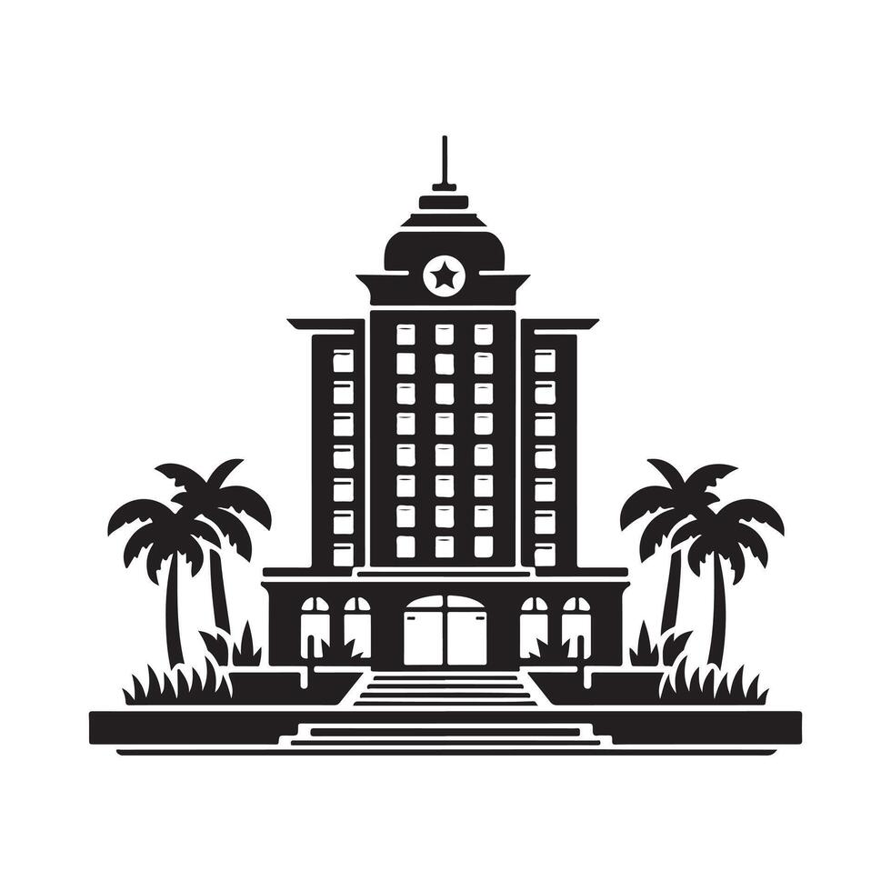 Hotel Silhouette Graphics for Resort and Vacation Marketing vector
