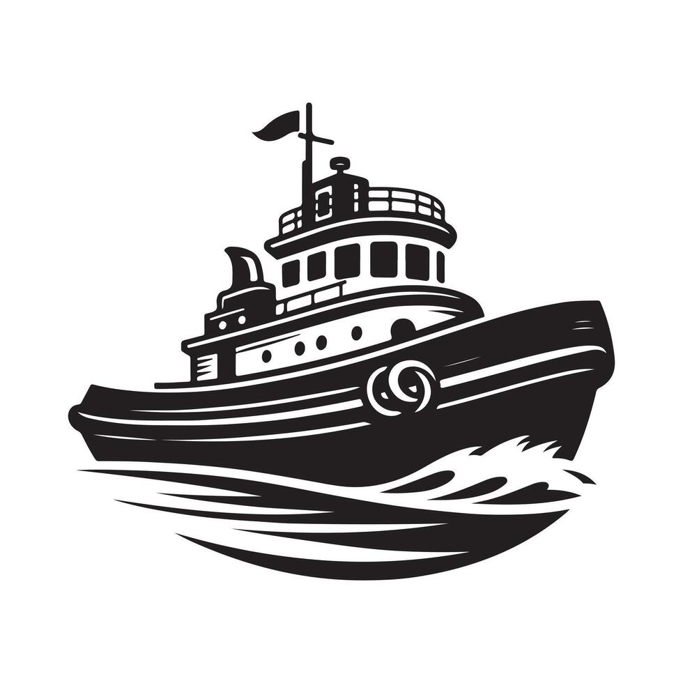 Tugboat Silhouette Illustrations for Nautical Branding and Identity vector