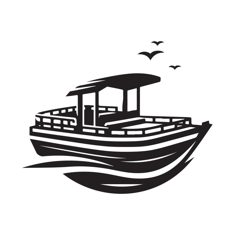Pontoon Boat Silhouette Vectors for Coastal Living and Adventure Graphics