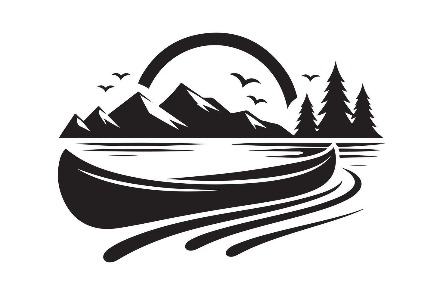 Premium Canoe Silhouette Illustrations for Custom Illustrations and Projects vector