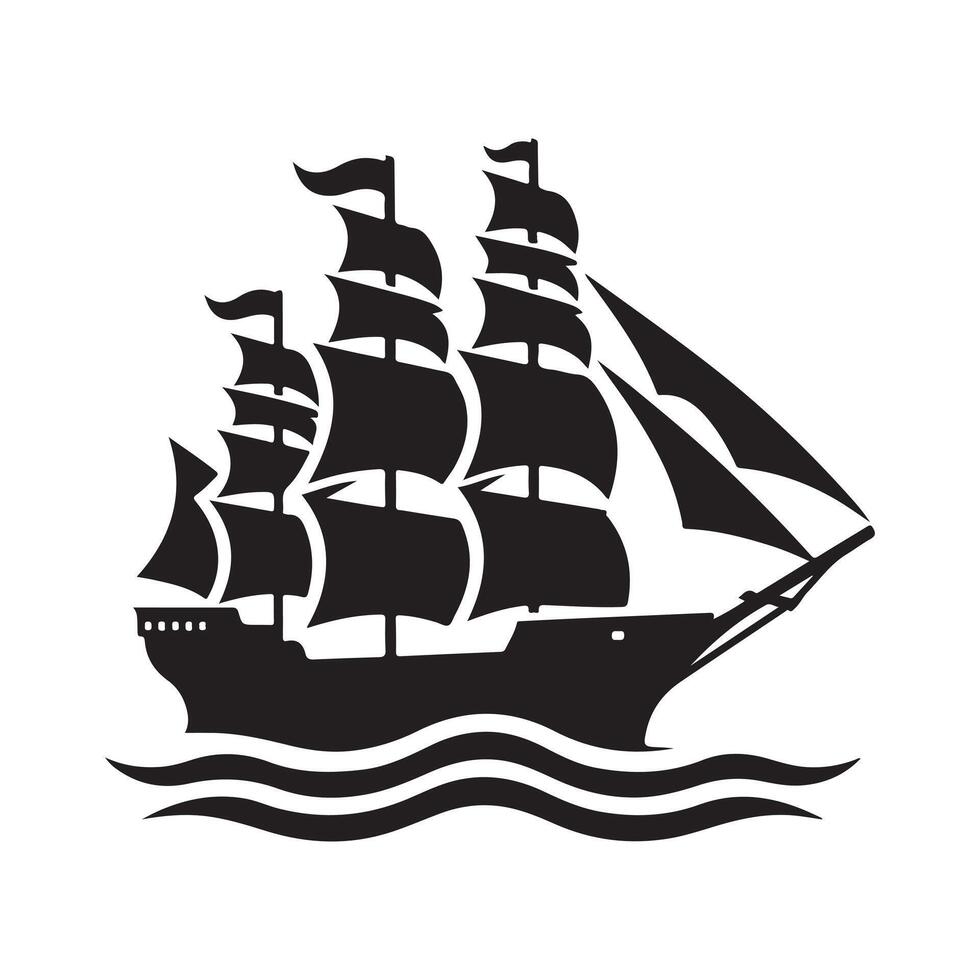 Ship Silhouette Illustrations for Sailing and Marine Sports Graphics vector