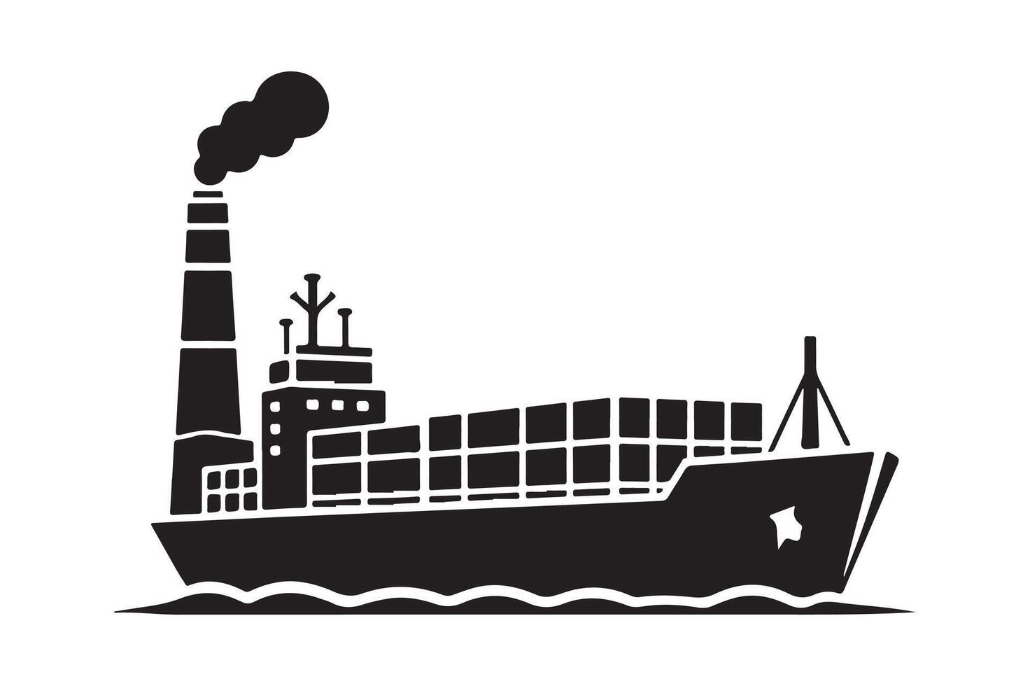 Cargo Ship Silhouette Illustrations for Brochures, Posters, and Ads vector