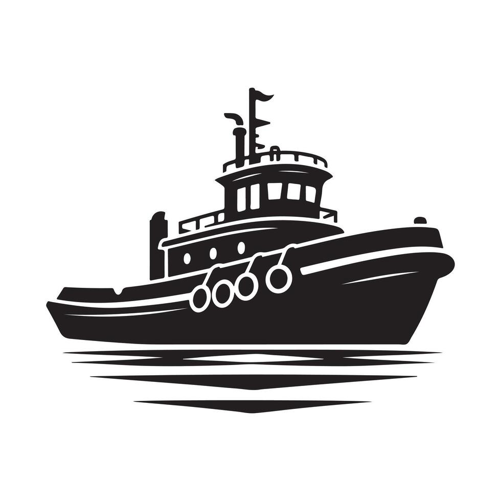 Tugboat Silhouette Illustrations for Custom Art, Decor, and Branding vector