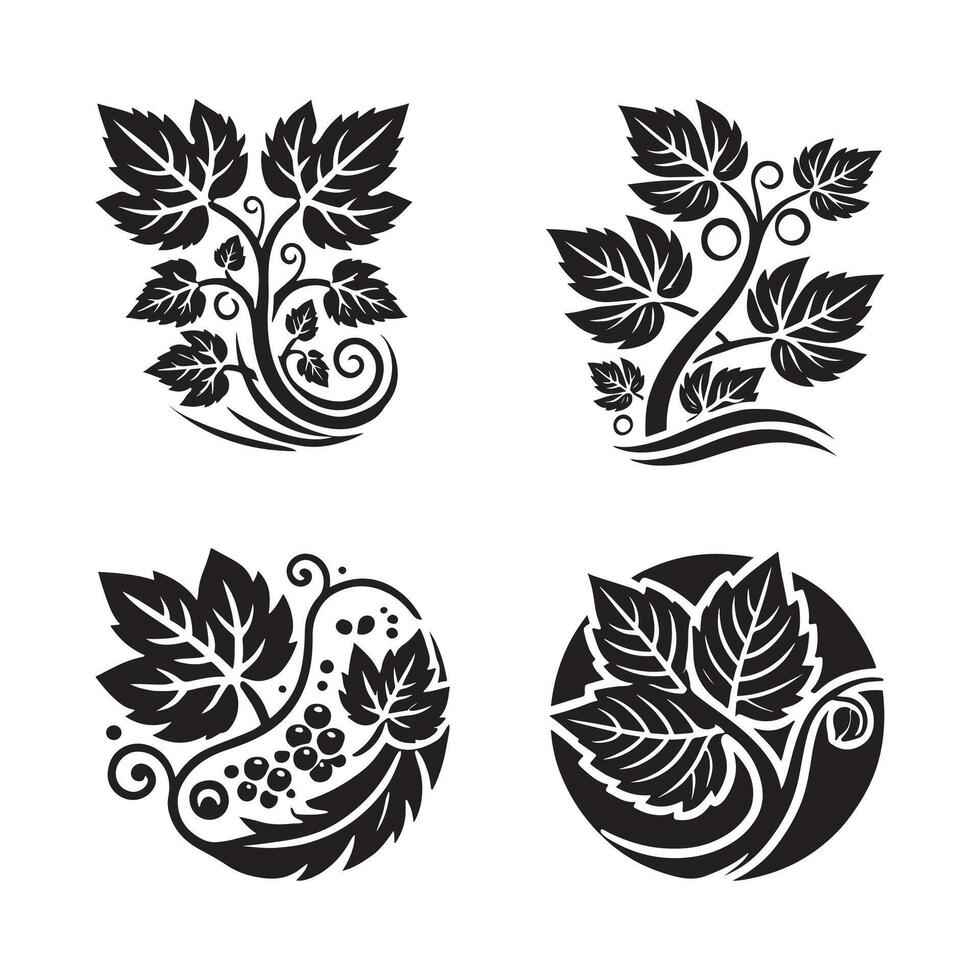 Vine Leaf Silhouette Illustrations for Branding, Digital and Print Art vector