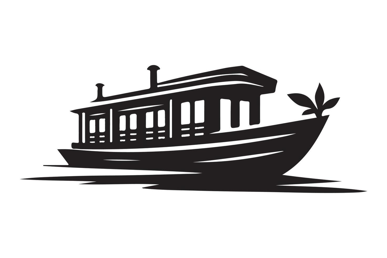 Houseboat Silhouette Illustrations for Waterfront Event and Party Graphics vector