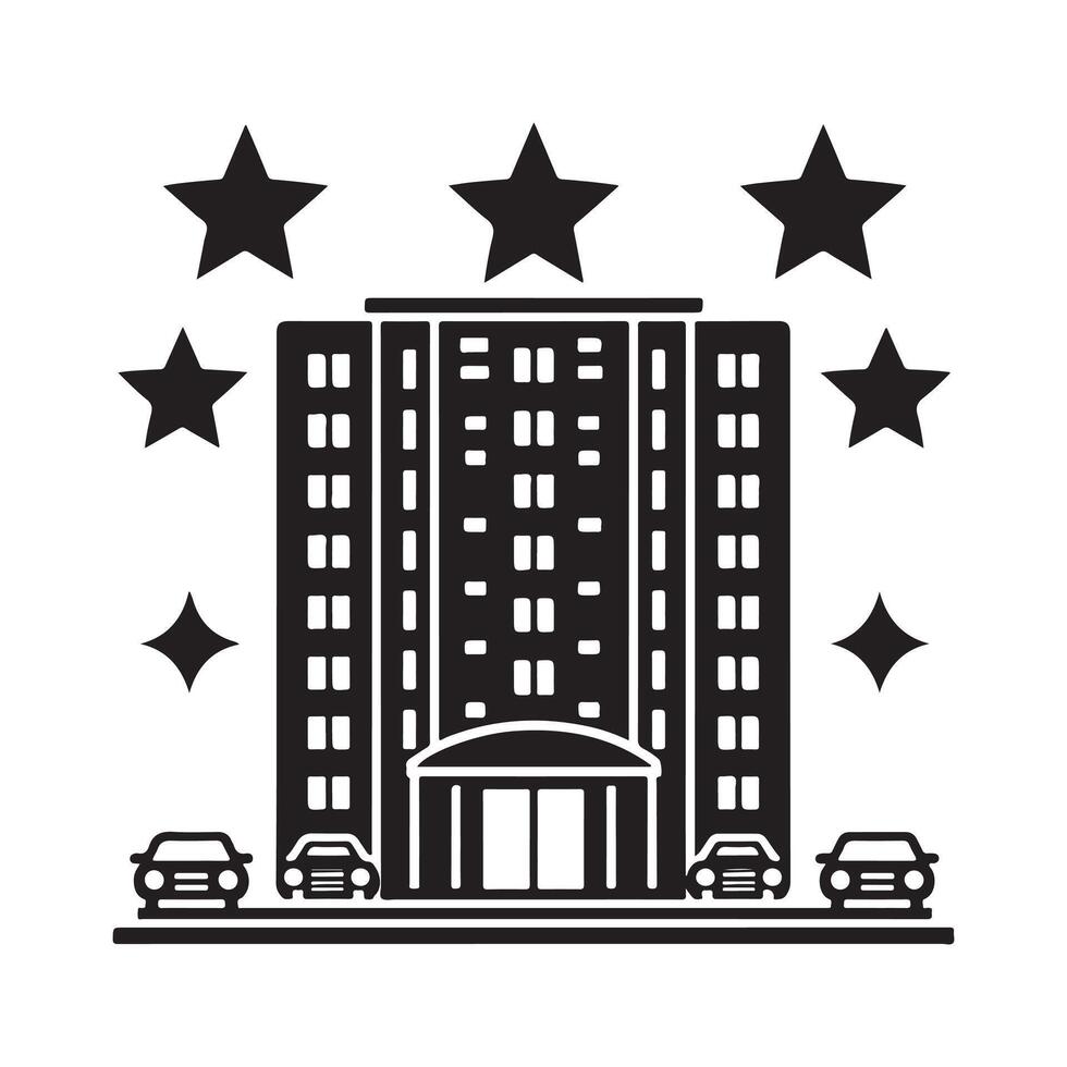 Hotel Silhouette Illustrations for Tourism and Destination Ads vector