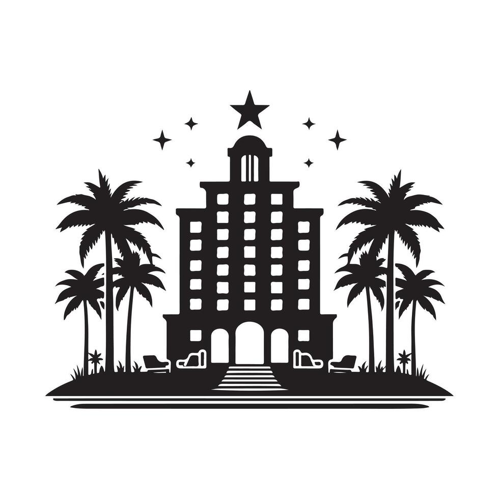 Stylish Hotel Silhouette Graphics for Trendy Travel Ads vector