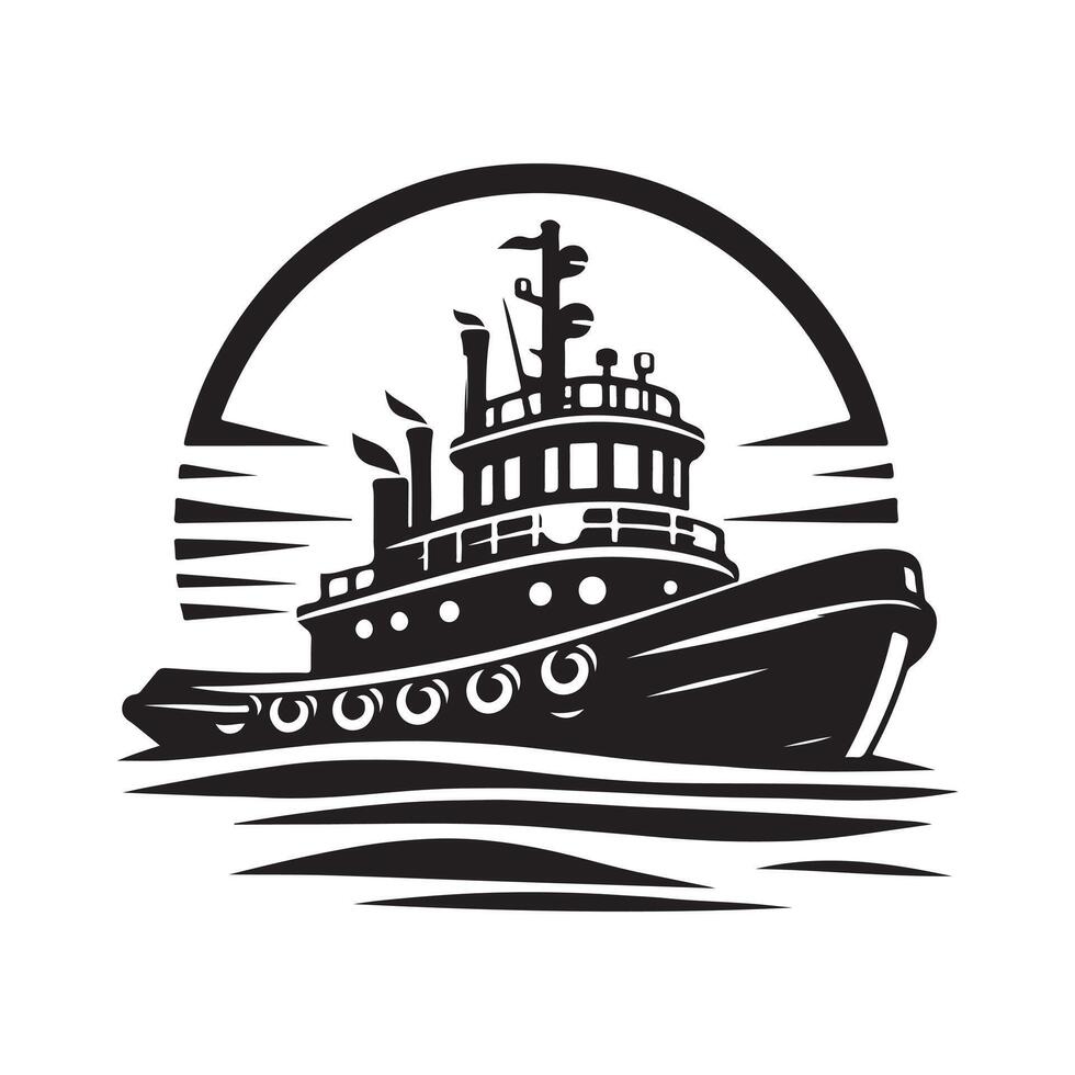 Download Tugboat Silhouette Illustrations for Unique Web and Graphic Projects vector