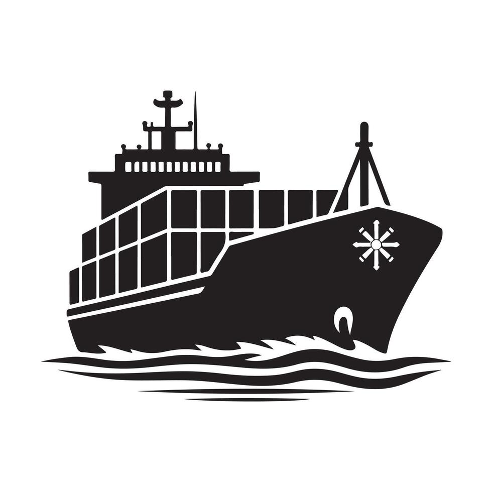 Versatile Cargo Ship Silhouette Illustrations for Digital and Print Media vector