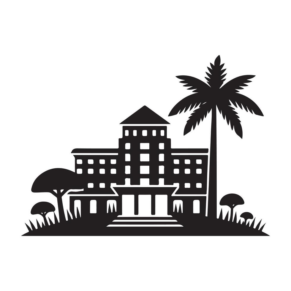 Download Hotel Silhouette Illustrations for Quick Creative Use vector