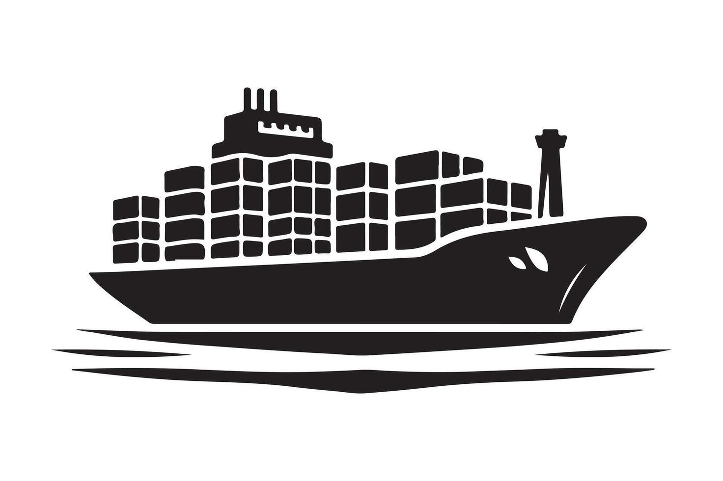 Cargo Ship Silhouette Illustrations for Environmental and Ocean Conservation Graphics vector