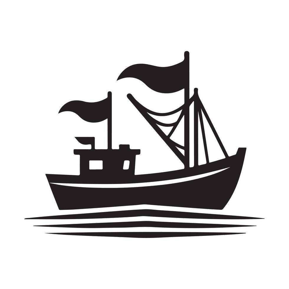 Fishing Boat Silhouette Illustrations for Logos, Icons, and Web Graphics vector