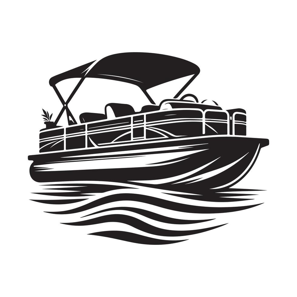 Pontoon Boat Silhouette Illustrations for Leisure and Relaxation Graphics vector