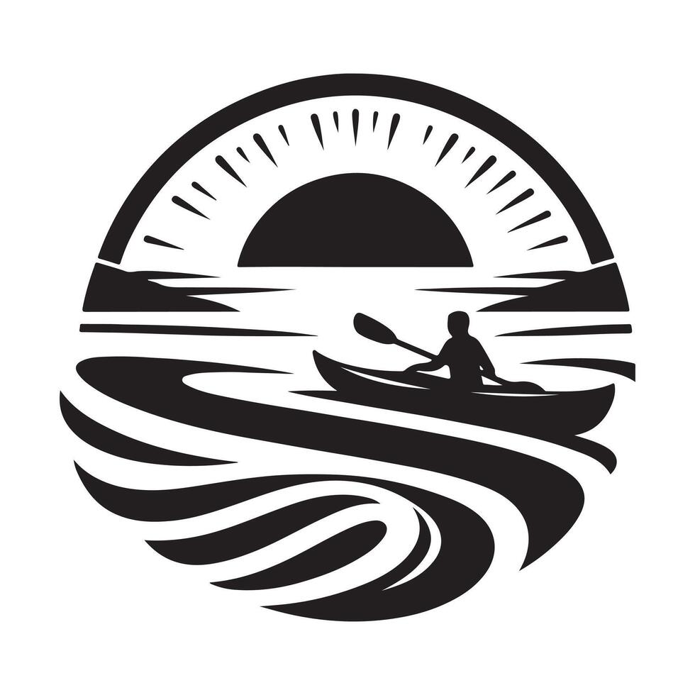 High-Quality Kayak Silhouette Illustrations for Nature and Sports Graphics vector