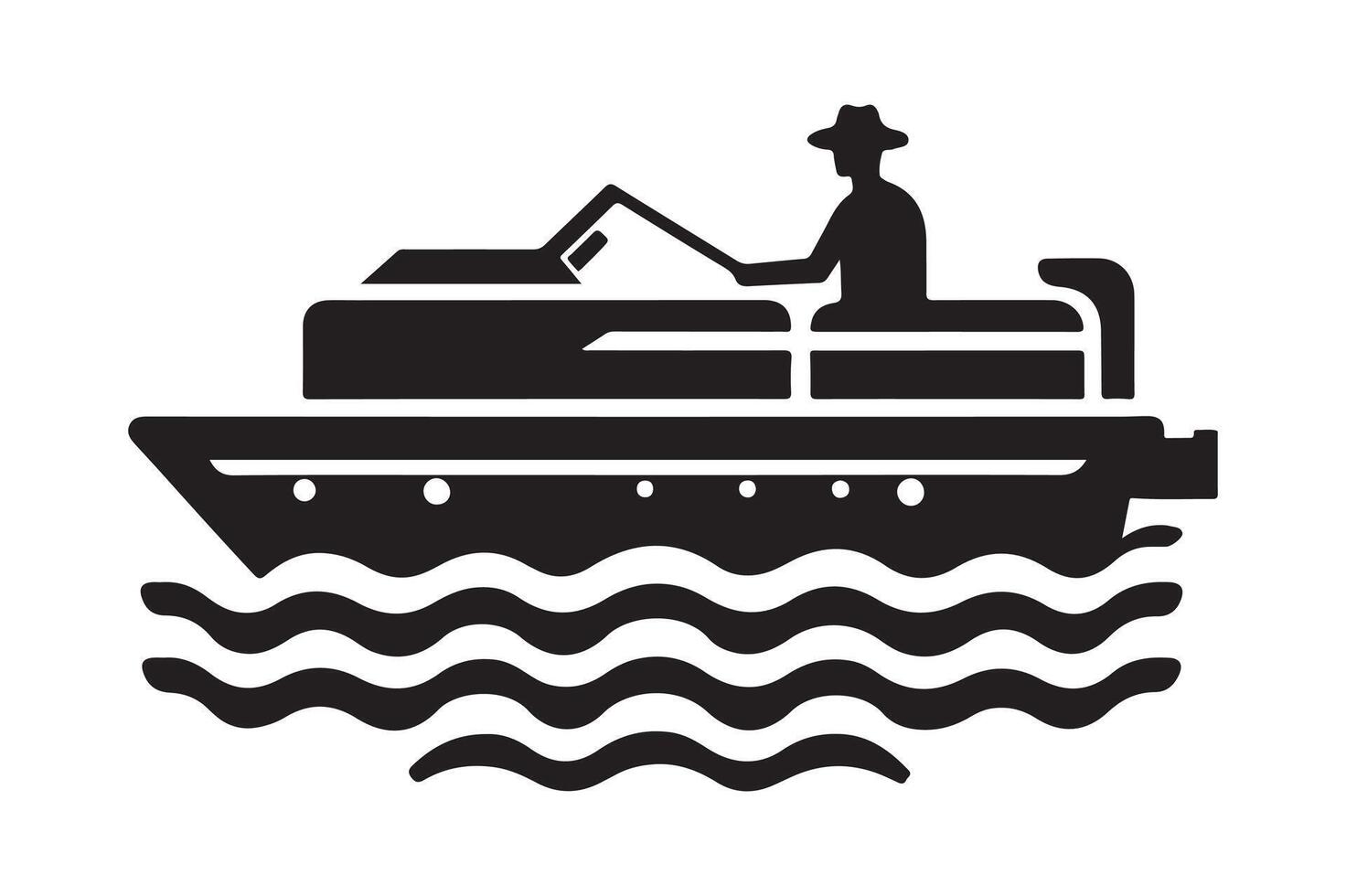 High-Resolution Pontoon Boat Silhouette Illustrations for Commercial Use vector