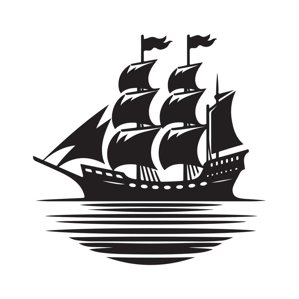 Download Ship Silhouette Illustrations for Maritime-Themed Art Projects vector
