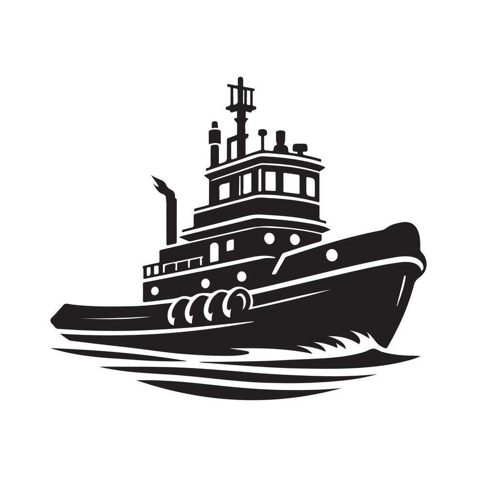 Tugboat Silhouette Vectors Art for Shipping Companies and Marine Transport