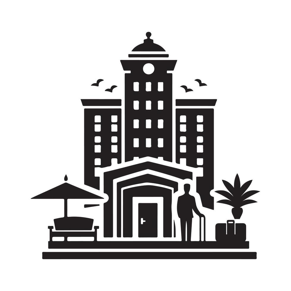 Hotel Silhouette Illustrations for Travel Guide and App Design vector