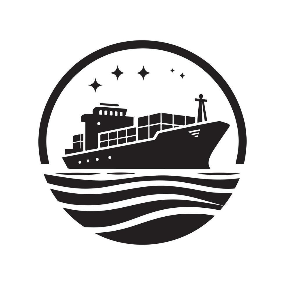 Cargo Ship Silhouette Vectors for International Shipping, Trade, and Logistics Designs