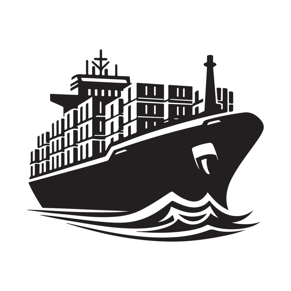 High-Quality Cargo Ship Silhouette Vectors for Posters, Flyers, and Banners