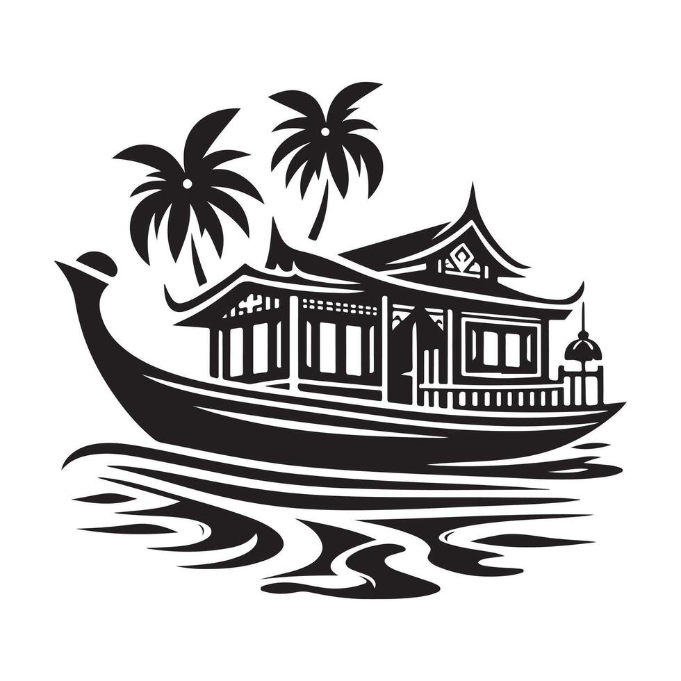 Stylized Houseboat Silhouette Illustrations for Personal and Commercial Use vector