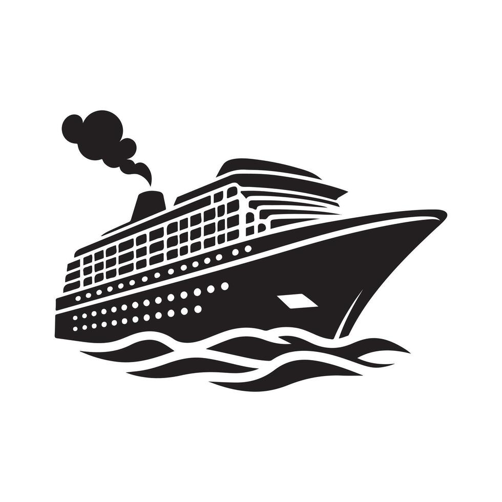 Cruise Ship Silhouette Art for Marine and Sea-Themed Projects vector