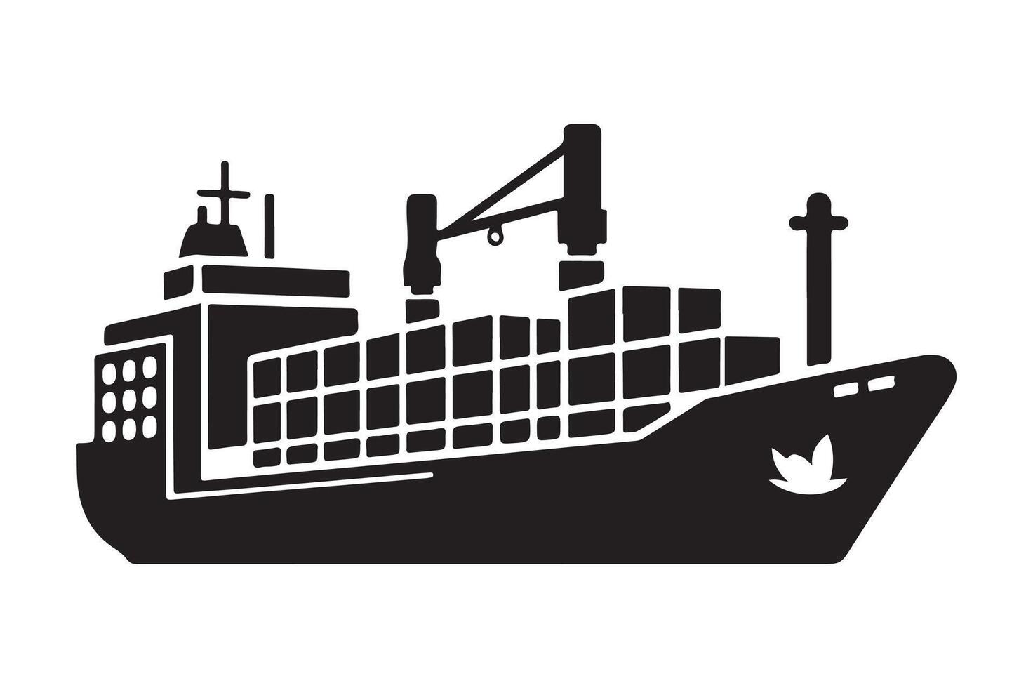 Cargo Ship Silhouette Illustrations for Custom Packaging and Label Designs vector