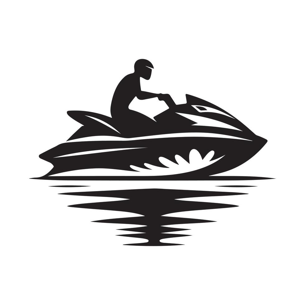Jet Ski Silhouette Illustrations for Resort and Water Park Graphics vector