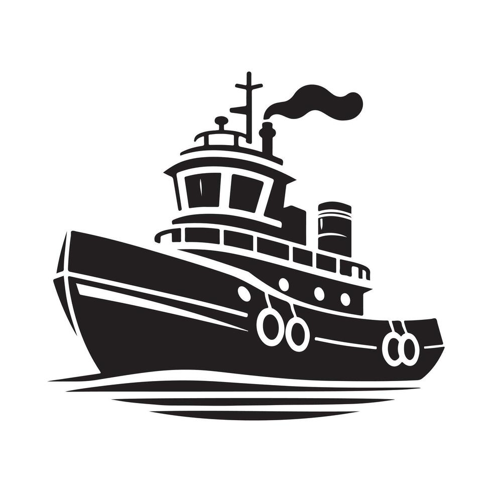 Tugboat Silhouette Illustrations Ideal for Maritime, Boat, and Ship Designs vector