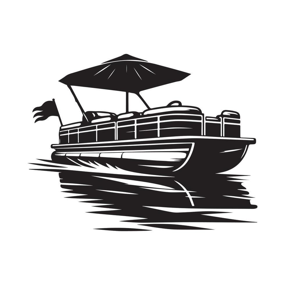 Premium Pontoon Boat Silhouette Illustrations for Nautical-Themed Campaigns vector